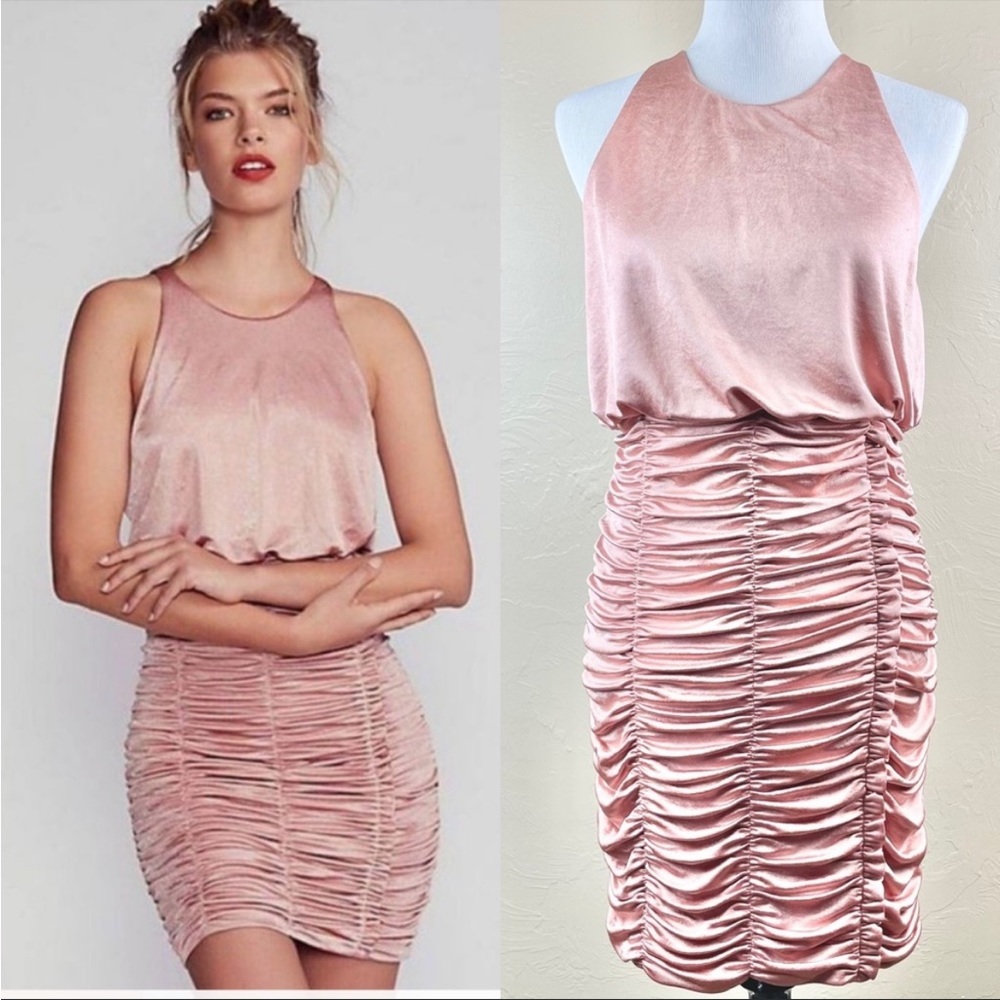 Free People Dark Blush Pink Ruched Sleeveless Dress